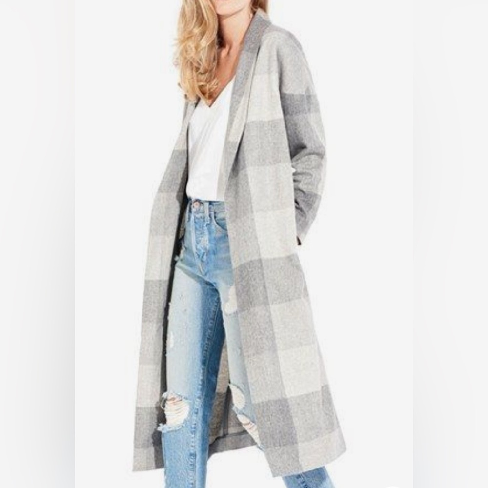 AYR - The Robe - Grey Check - S/M - Wool Unlined Coat